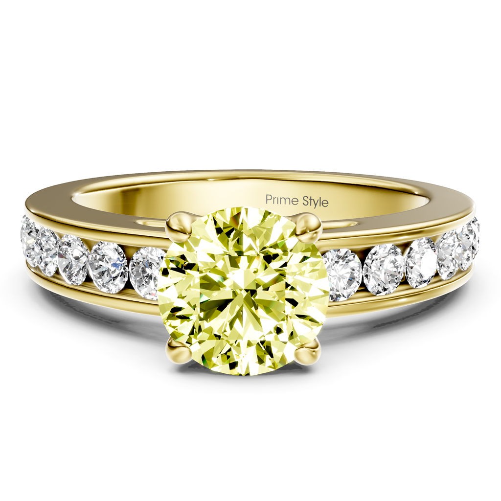 1.65-4.65 CT Round Cut Fancy Yellow Diamonds - Engagement Ring
