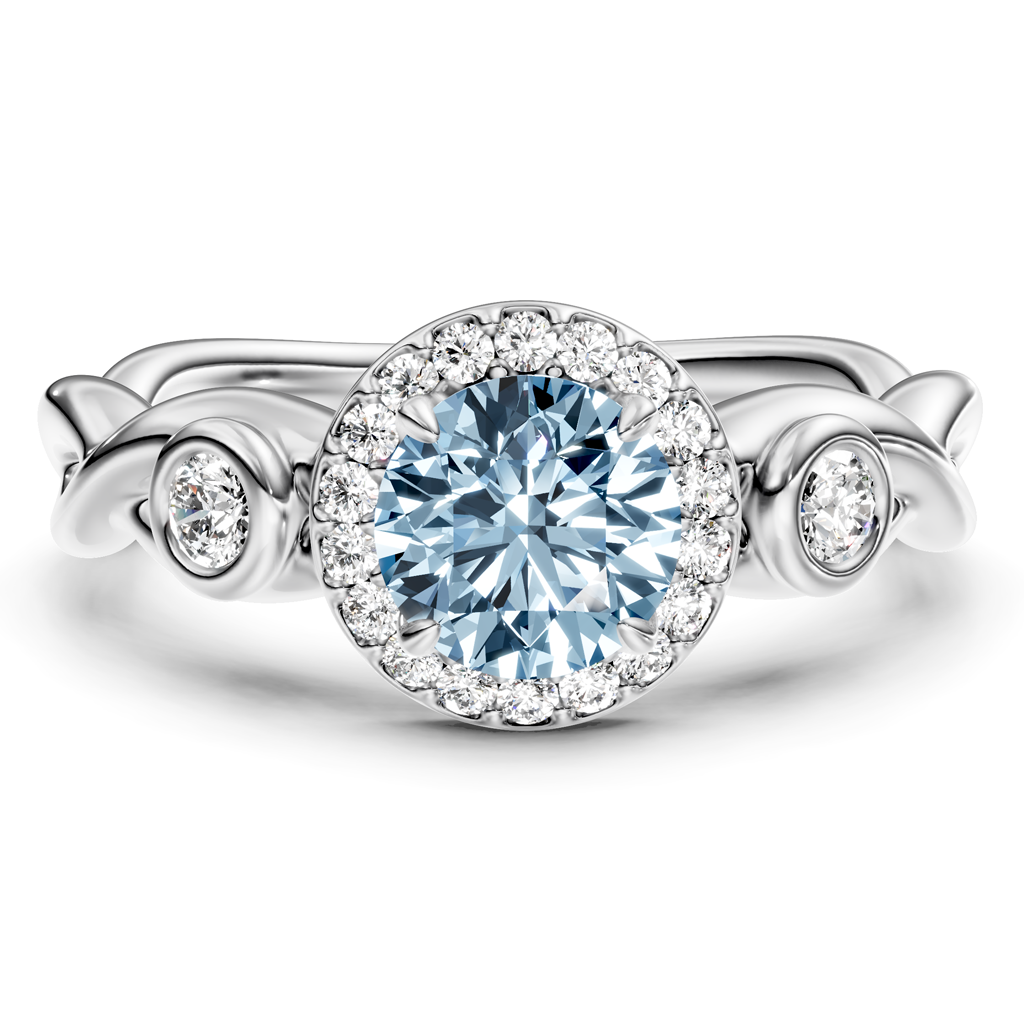 1.27-4.27 CT Round Cut Fancy Blue Diamonds - Engagement Ring