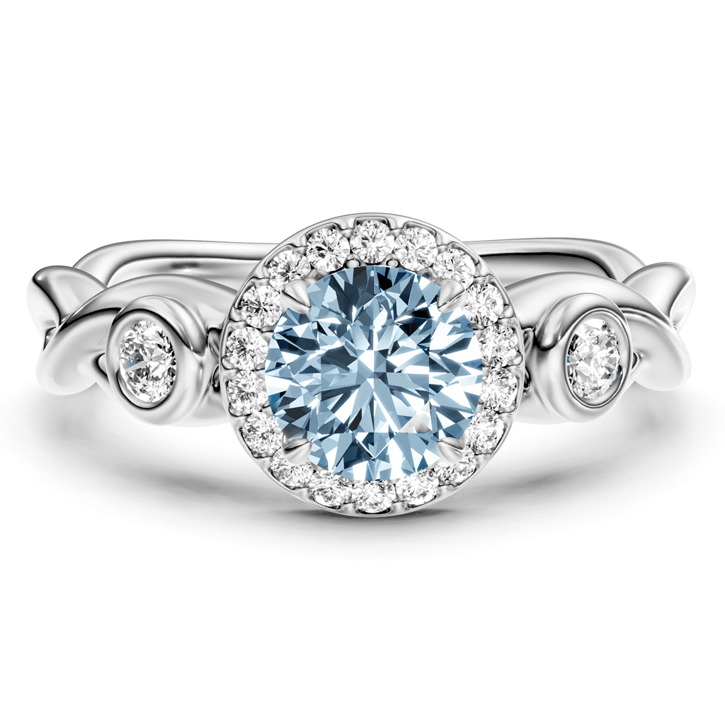 1.27-4.27 CT Round Cut Fancy Blue Diamonds - Engagement Ring