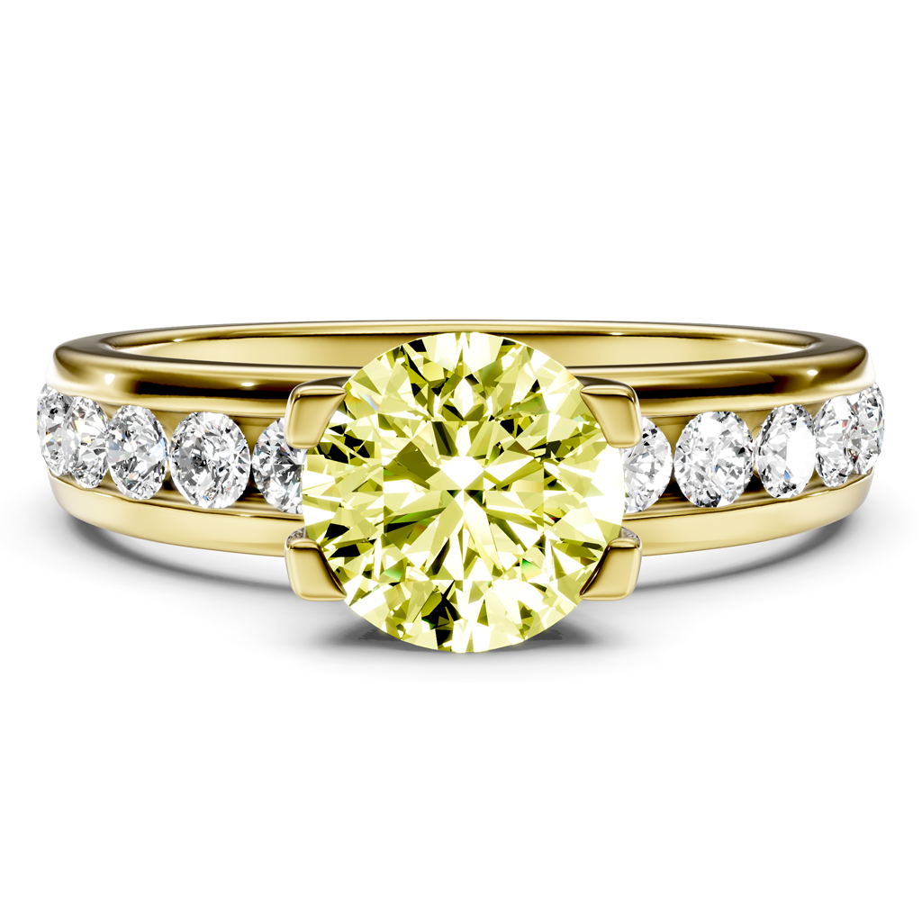 1.60-4.60 CT Round Cut Fancy Yellow Diamonds - Engagement Ring