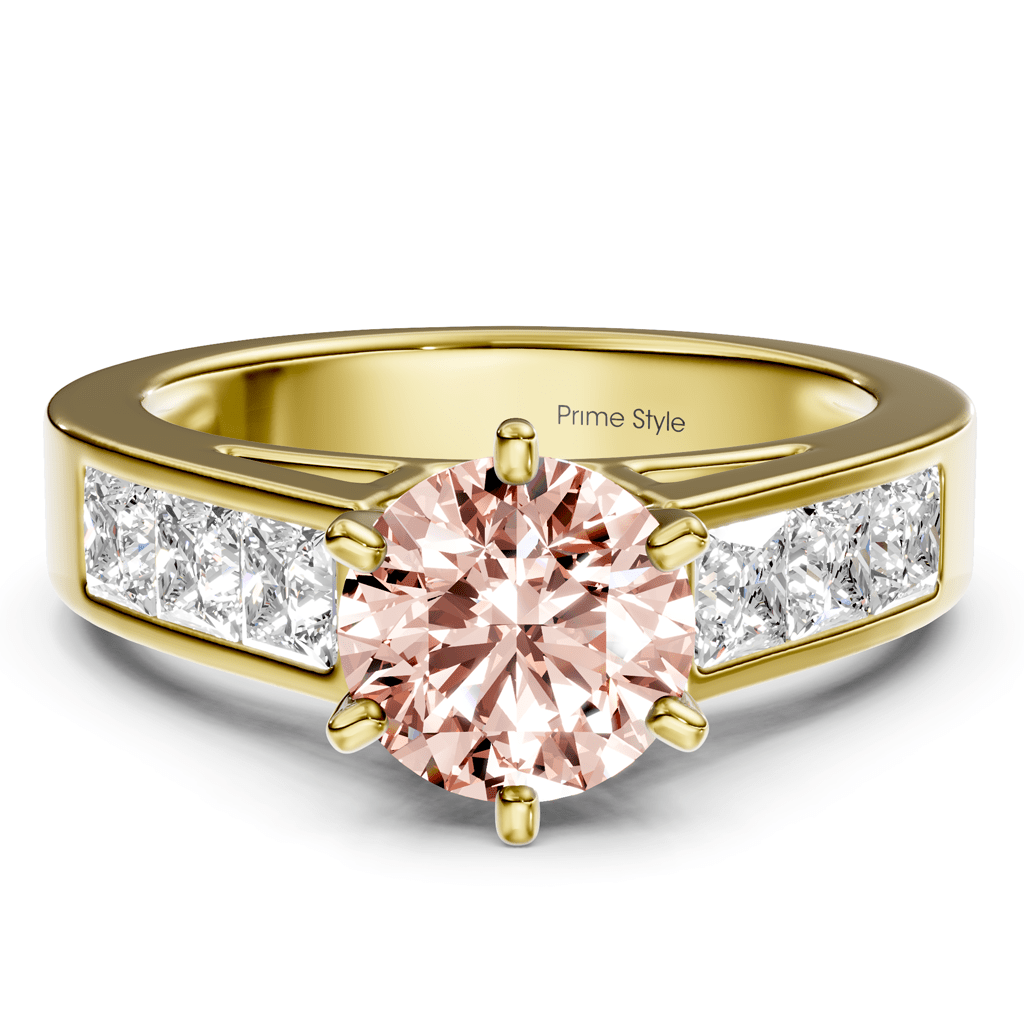 2.05 - 5.05 CT Princess & Round Cut Fancy Pink Diamonds - Engagement Ring - Primestyle.com