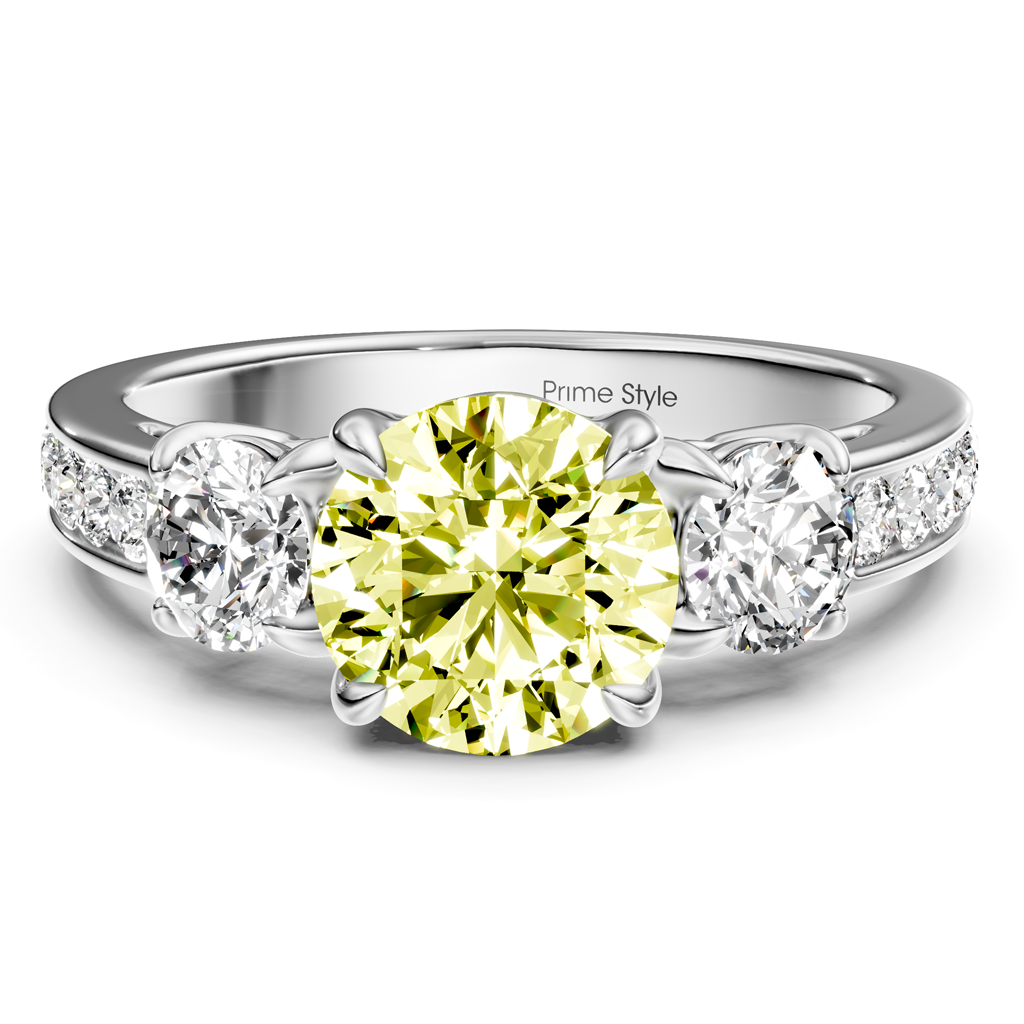 1.75-4.75 CT Round Cut Fancy Yellow Diamonds - Engagement Ring