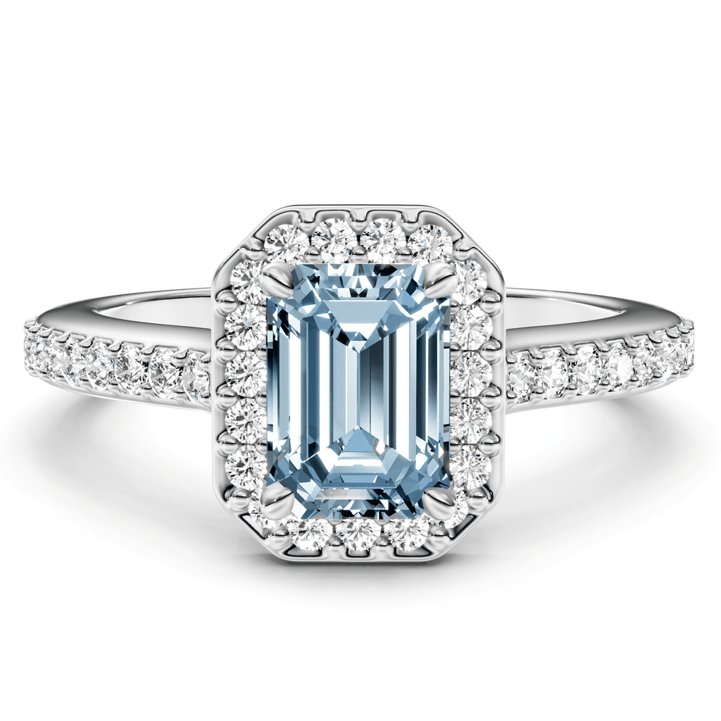 1.30-4.30 CT Emerald & Round Cut Fancy Blue Diamonds - Engagement Ring