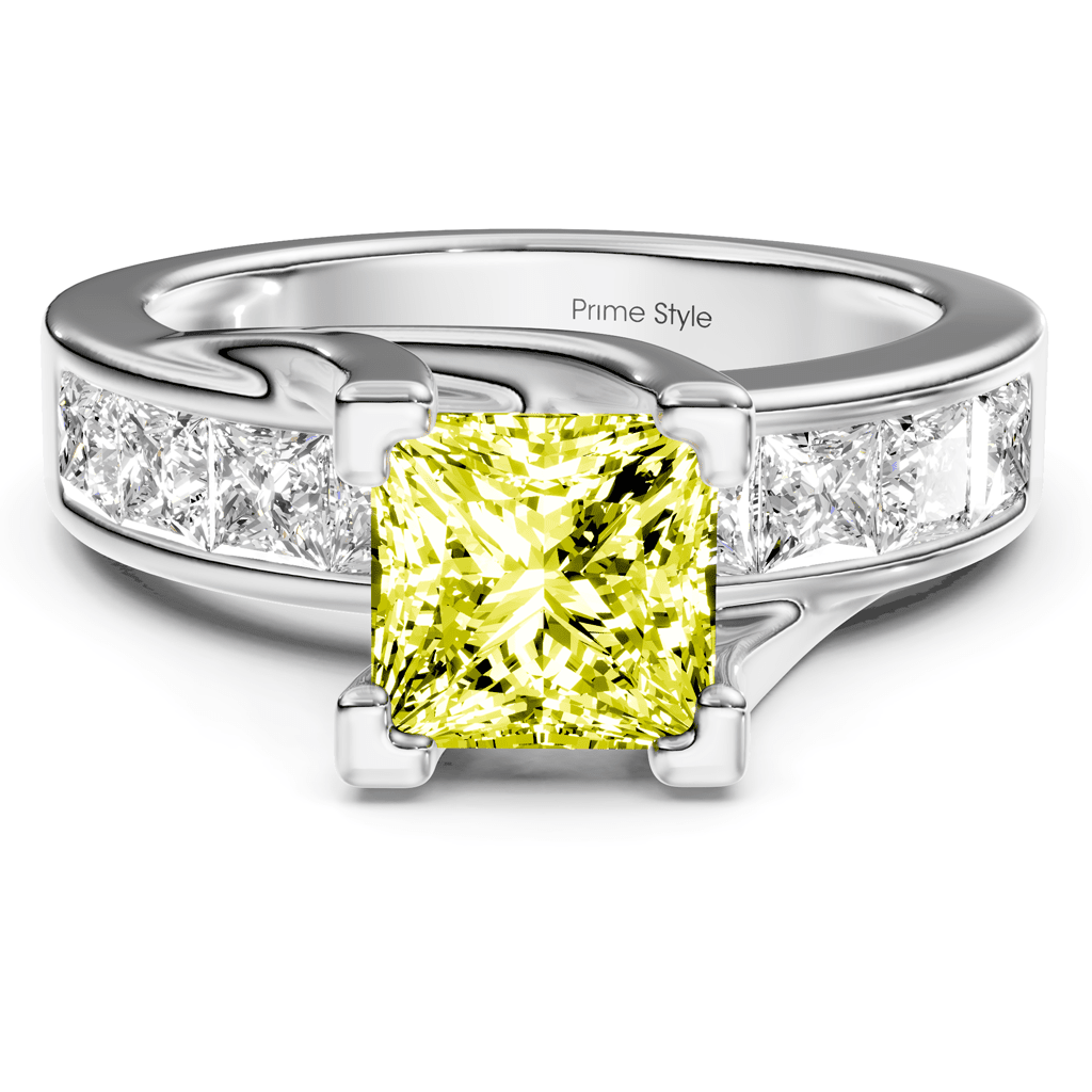 2.20 - 5.20 CT Princess Cut Fancy Yellow Diamonds - Engagement Ring - Primestyle.com