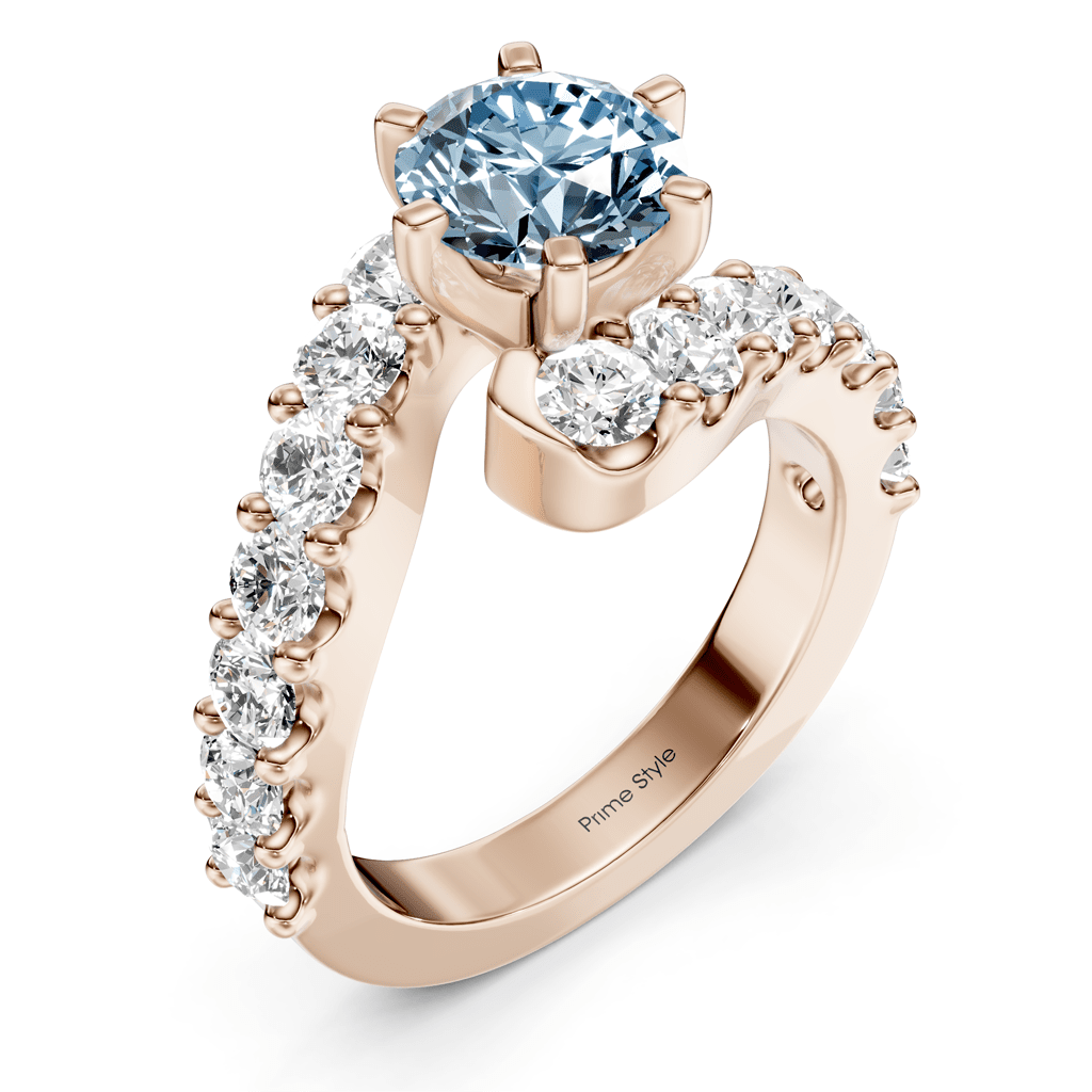 2.30 - 5.30 CT Round Cut Fancy Blue Diamonds - Engagement Ring - Primestyle.com