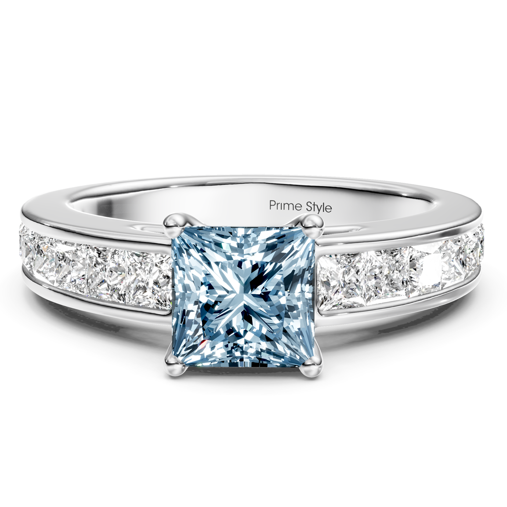 2.25-5.25 CT Princess Cut Fancy Blue Diamonds - Engagement Ring