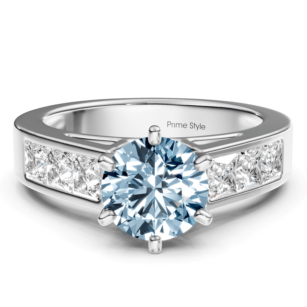 2.05 - 5.05 CT Princess & Round Cut Fancy Blue Diamonds - Engagement Ring - Primestyle.com