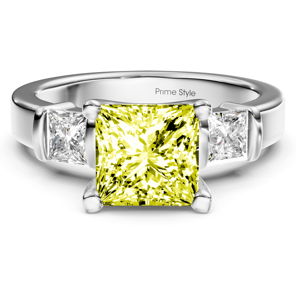 1.50-4.50 CT Princess Cut Fancy Yellow Diamonds - Engagement Ring