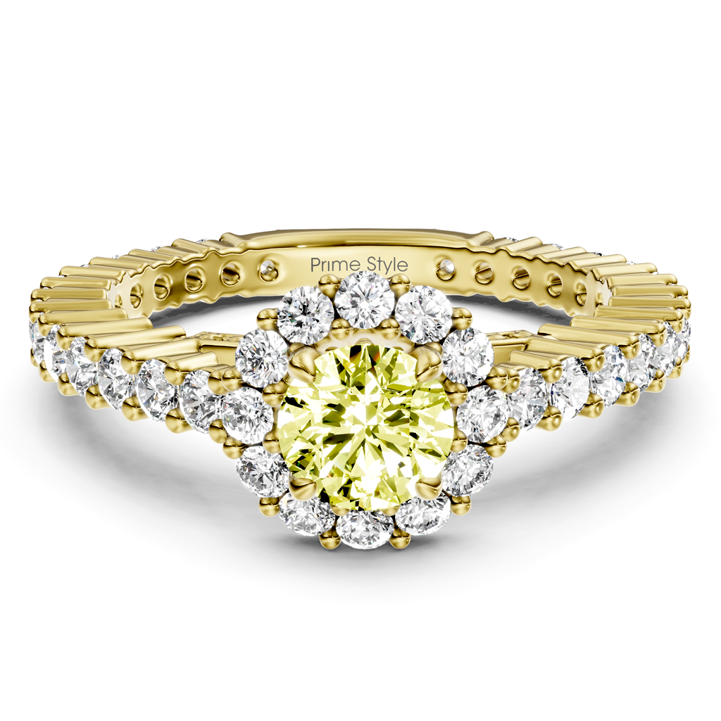 1.85-4.85 CT Round Cut Fancy Yellow Diamonds - Engagement Ring