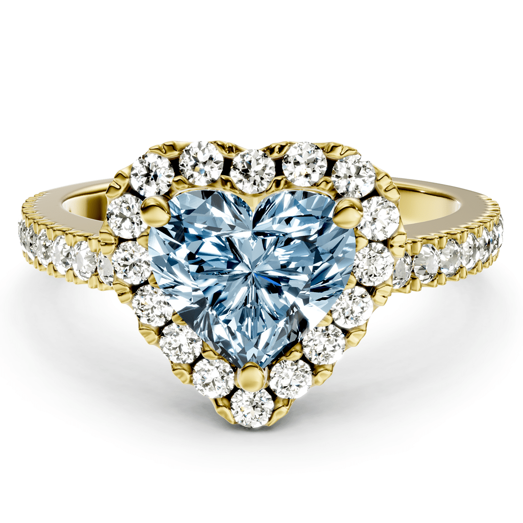 1.45-4.45 CT Heart & Round Cut Fancy Blue Diamonds - Engagement Ring