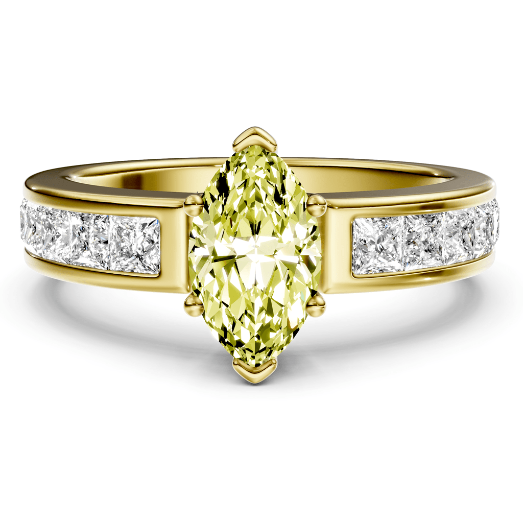 1.90 - 4.90 CT Princess Cut Fancy Yellow Diamonds - Engagement Ring - Primestyle.com