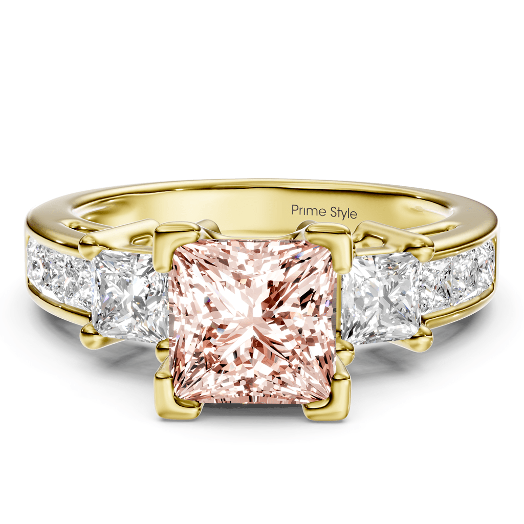 1.85 - 4.85 CT Princess Cut Fancy Pink Diamonds - Engagement Ring - Primestyle.com