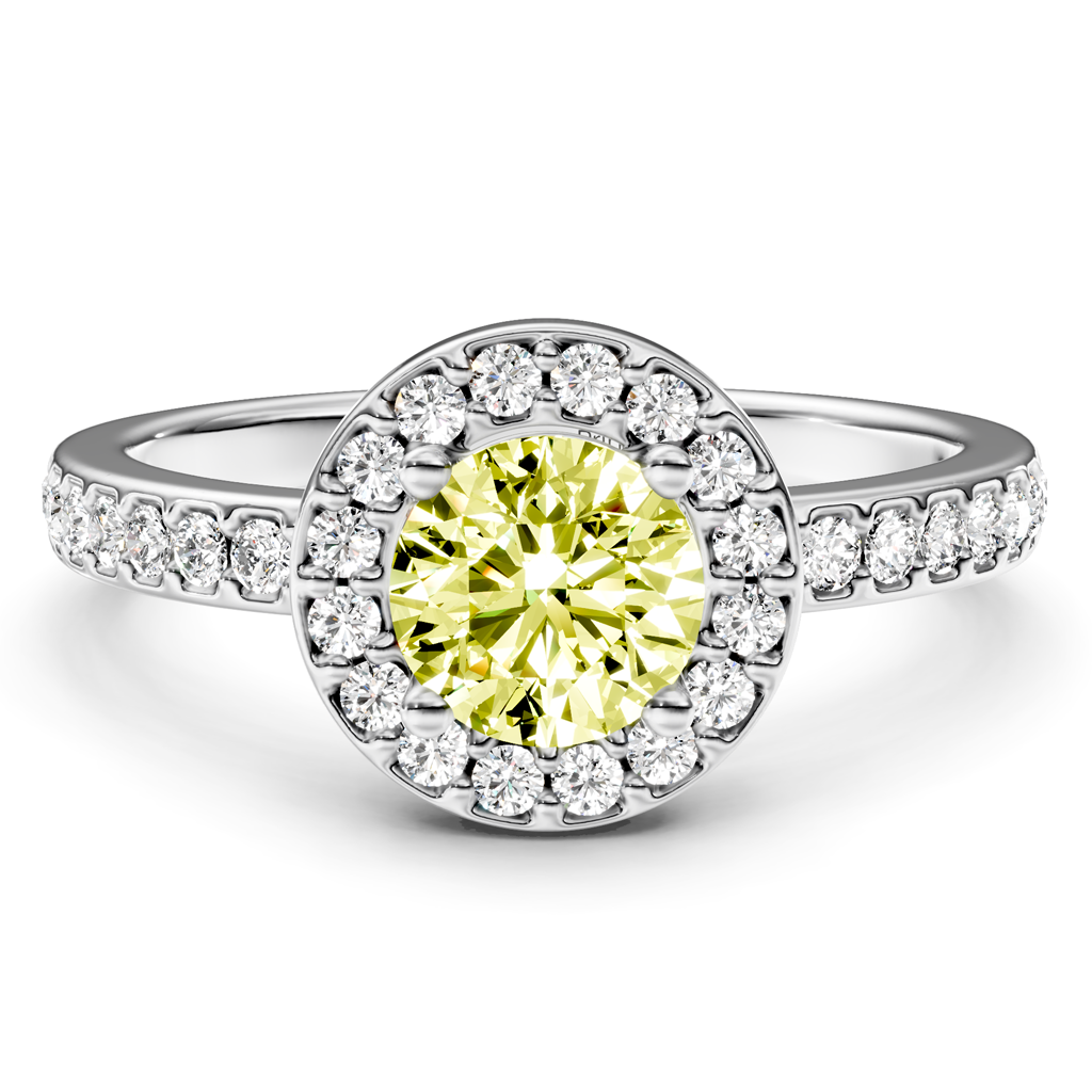 1.40-4.40 CT Round Cut Fancy Yellow Diamonds - Engagement Ring