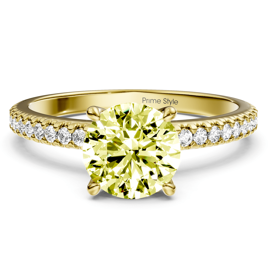 1.20 - 4.20 CT Round Cut Fancy Yellow Diamonds - Engagement Ring - Primestyle.com