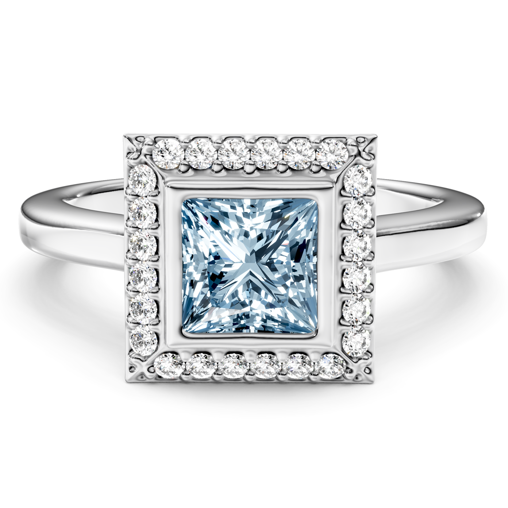 1.14-4.14 CT Princess & Round Cut Fancy Blue Diamonds - Engagement Ring
