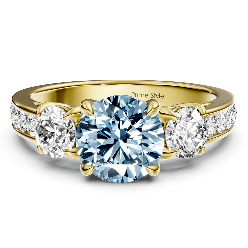 1.75 - 4.75 CT Round Cut Fancy Blue Diamonds - Engagement Ring - Primestyle.com