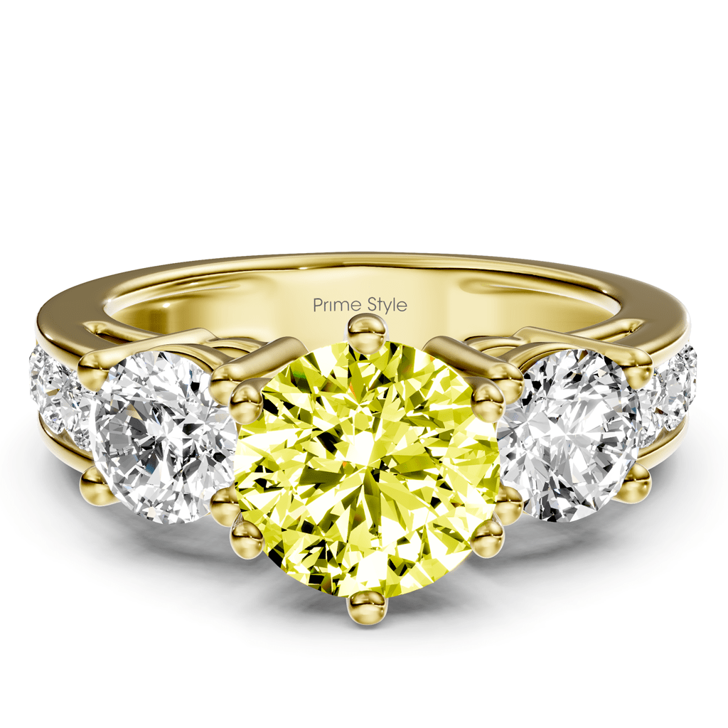 1.80-4.80 CT Princess & Round Cut Fancy Yellow Diamonds - Engagement Ring