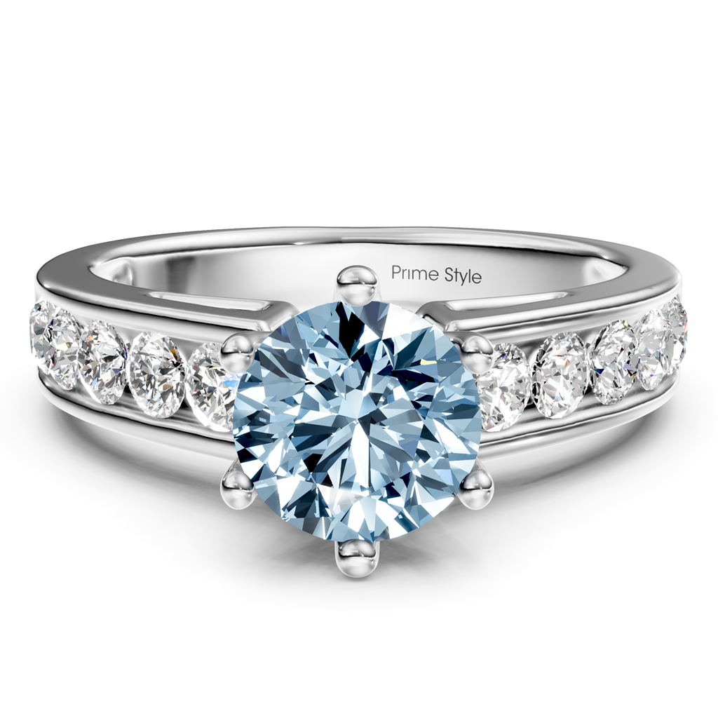 1.65-4.65 CT Round Cut Fancy Blue Diamonds - Engagement Ring