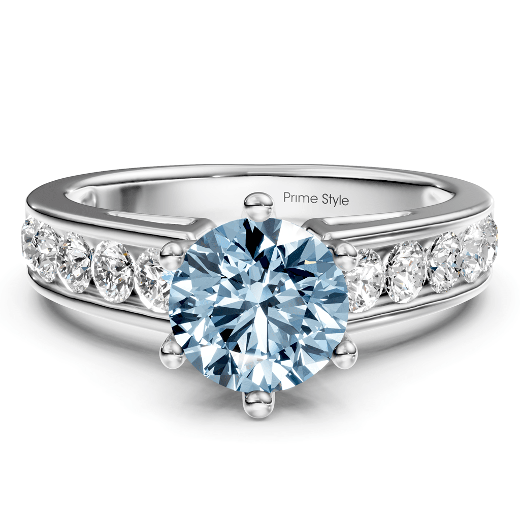 1.65 - 4.65 CT Round Cut Fancy Blue Diamonds - Engagement Ring - Primestyle.com