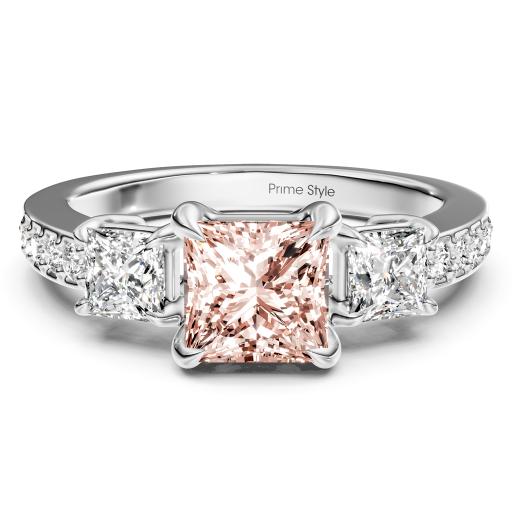 1.85-4.85 CT Princess & Round Cut Fancy Pink Diamonds - Engagement Ring