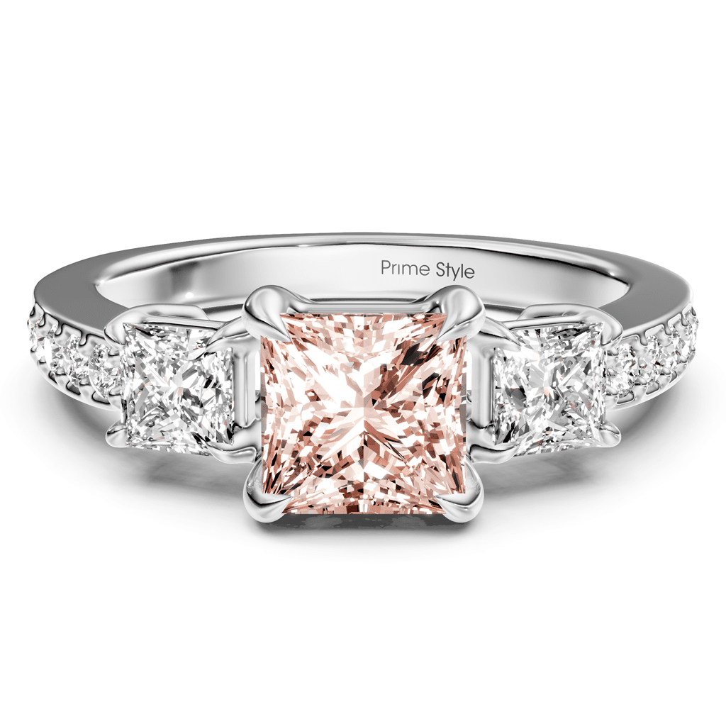 1.85 - 4.85 CT Princess & Round Cut Fancy Pink Diamonds - Engagement Ring - Primestyle.com