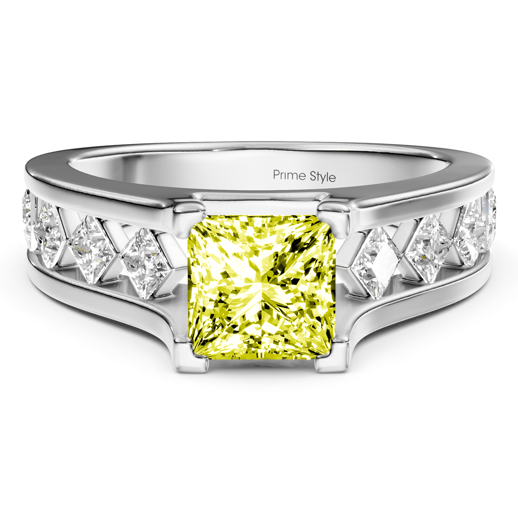 1.80 - 4.80 CT Princess Cut Fancy Yellow Diamonds - Engagement Ring - Primestyle.com