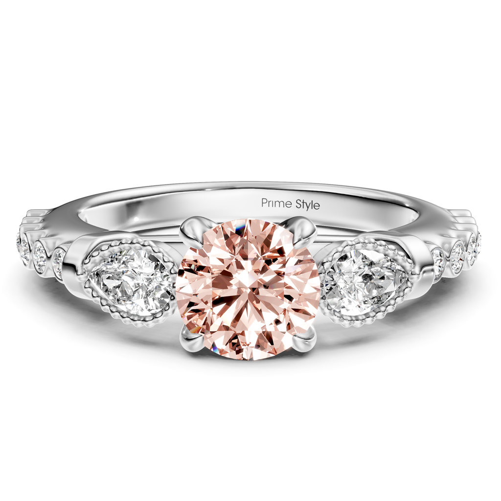 1.42-4.42 CT Pear & Round Cut Fancy Pink Diamonds - Engagement Ring