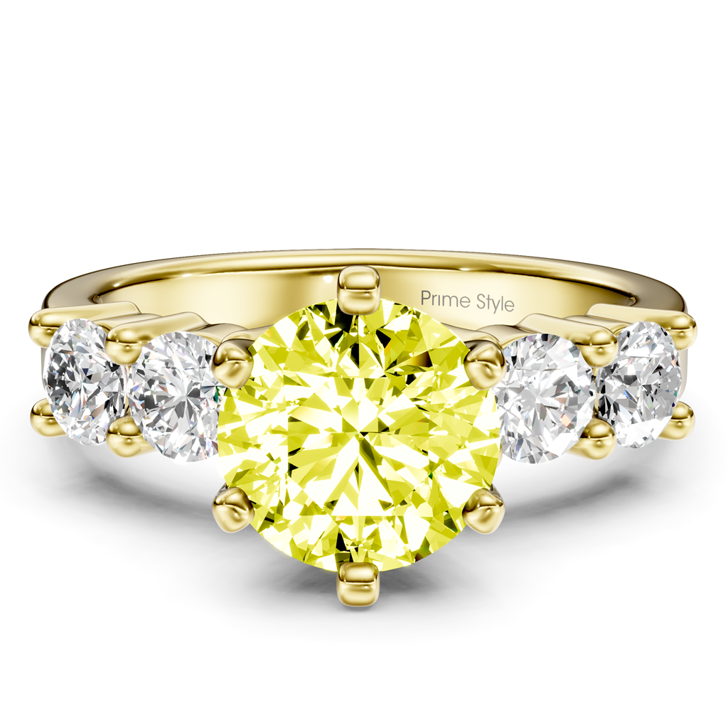 1.60-4.60 CT Round Cut Fancy Yellow Diamonds - Engagement Ring