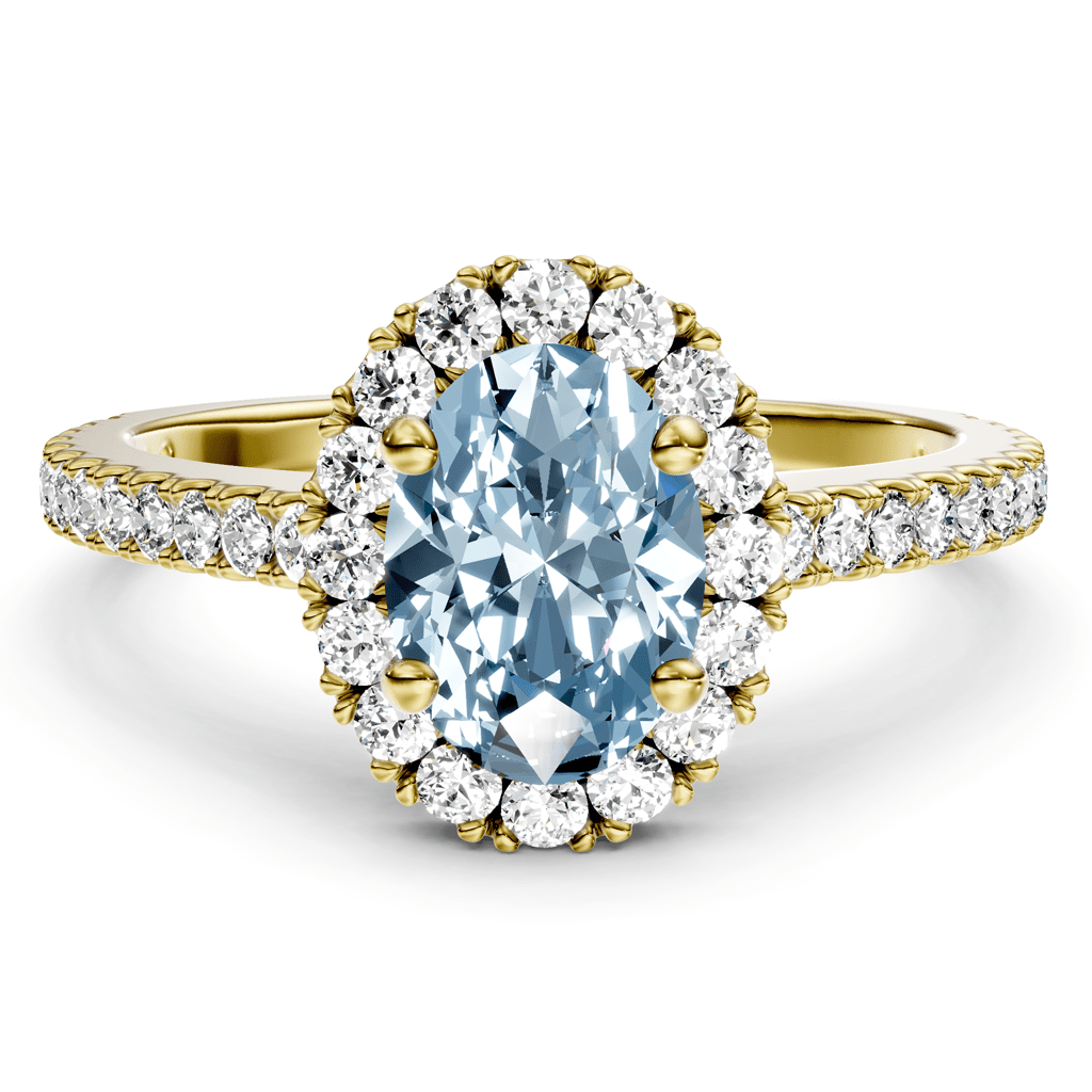 1.37-4.37 CT Oval & Round Cut Fancy Blue Diamonds - Engagement Ring