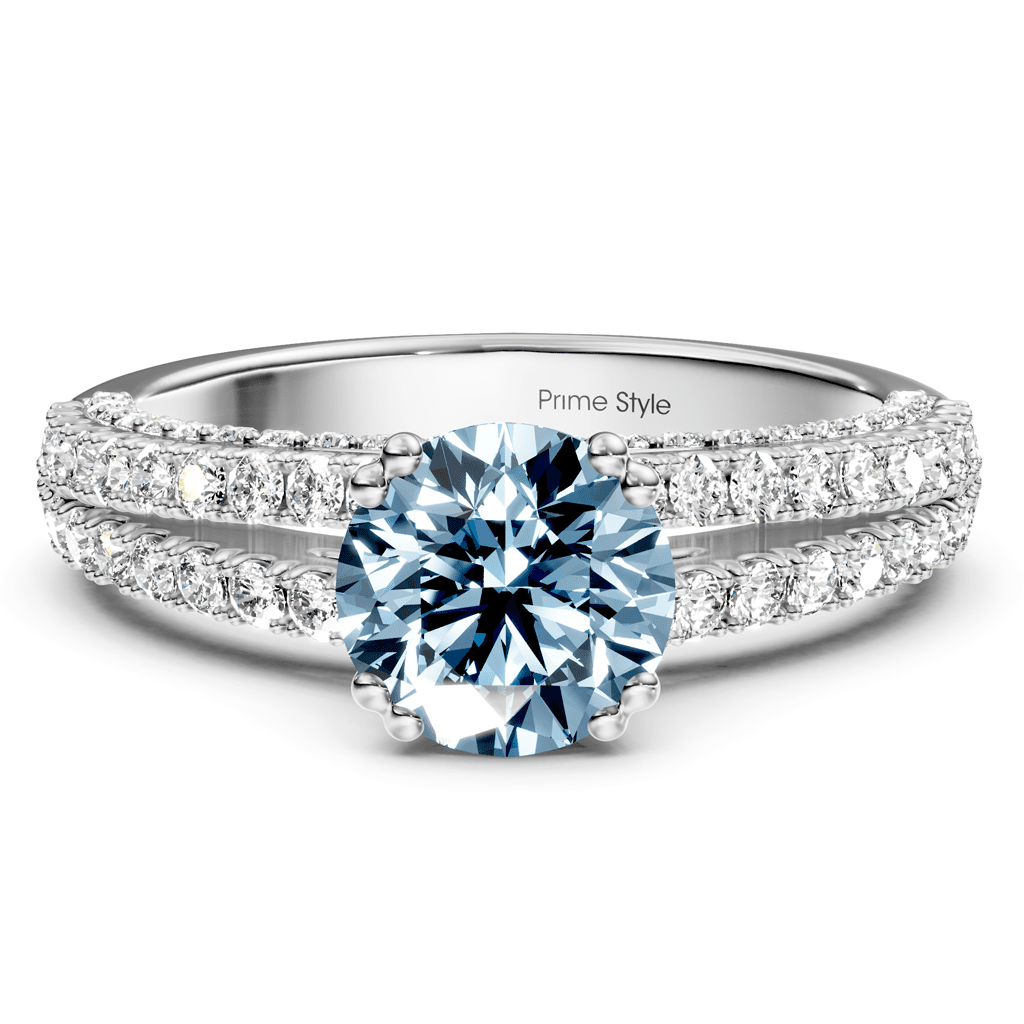 1.70-4.70 CT Round Cut Fancy Blue Diamonds - Engagement Ring