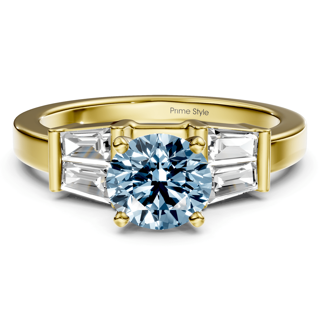 1.40-4.40 CT Round & Taper Cut Fancy Blue Diamonds - Engagement Ring