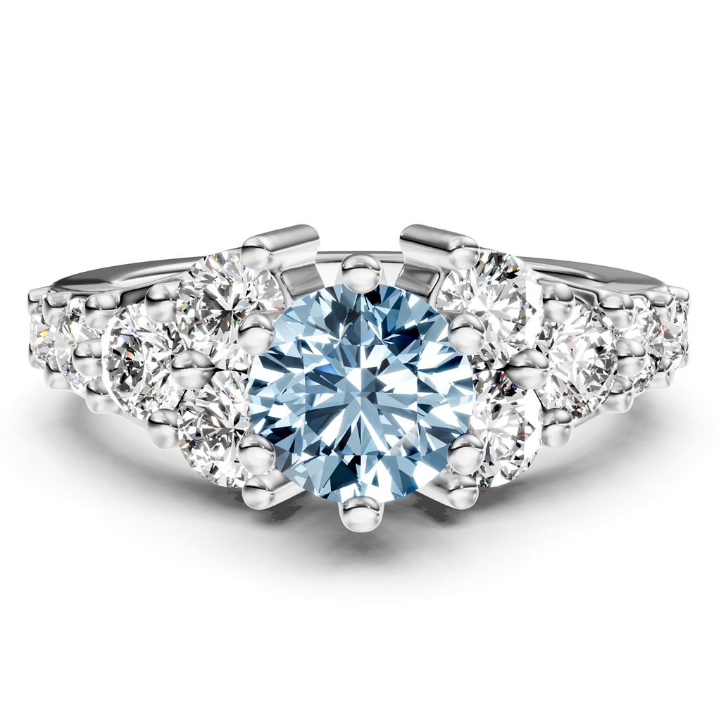 2.40-5.40 CT Round Cut Fancy Blue Diamonds - Engagement Ring