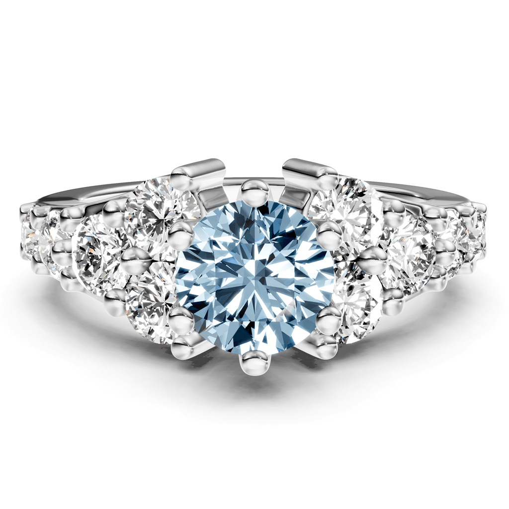 2.40-5.40 CT Round Cut Fancy Blue Diamonds - Engagement Ring