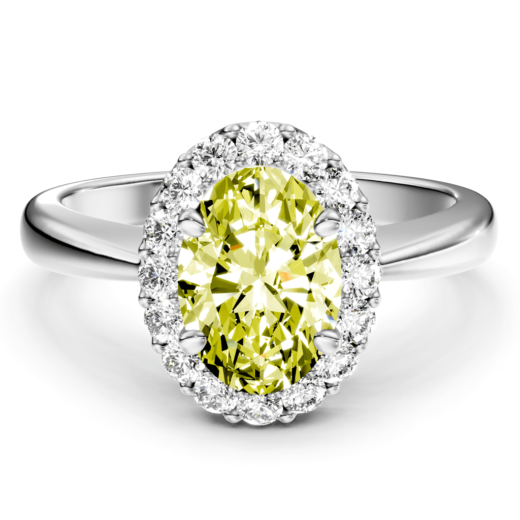 1.30 - 4.30 CT Oval & Round Cut Fancy Yellow Diamonds - Engagement Ring - Primestyle.com