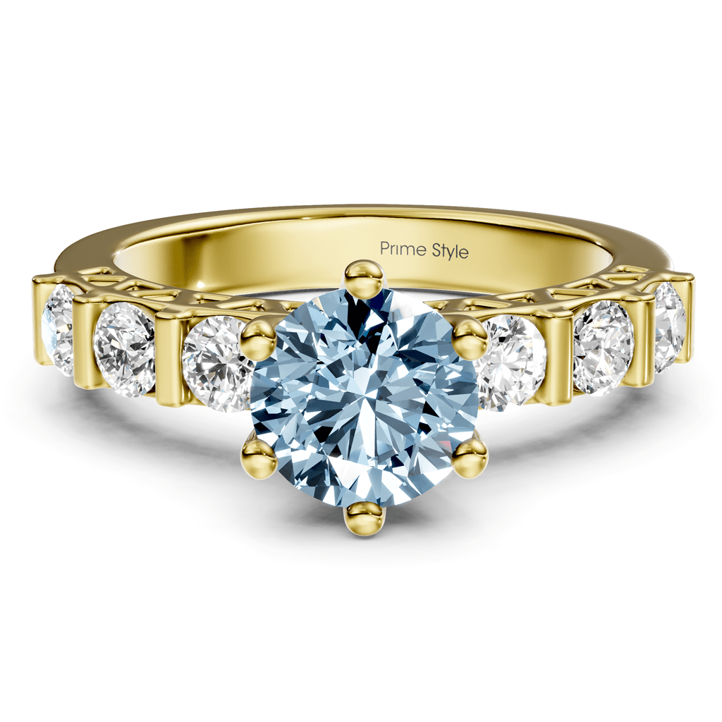 1.60 - 4.60 CT Round Cut Fancy Blue Diamonds - Engagement Ring - Primestyle.com