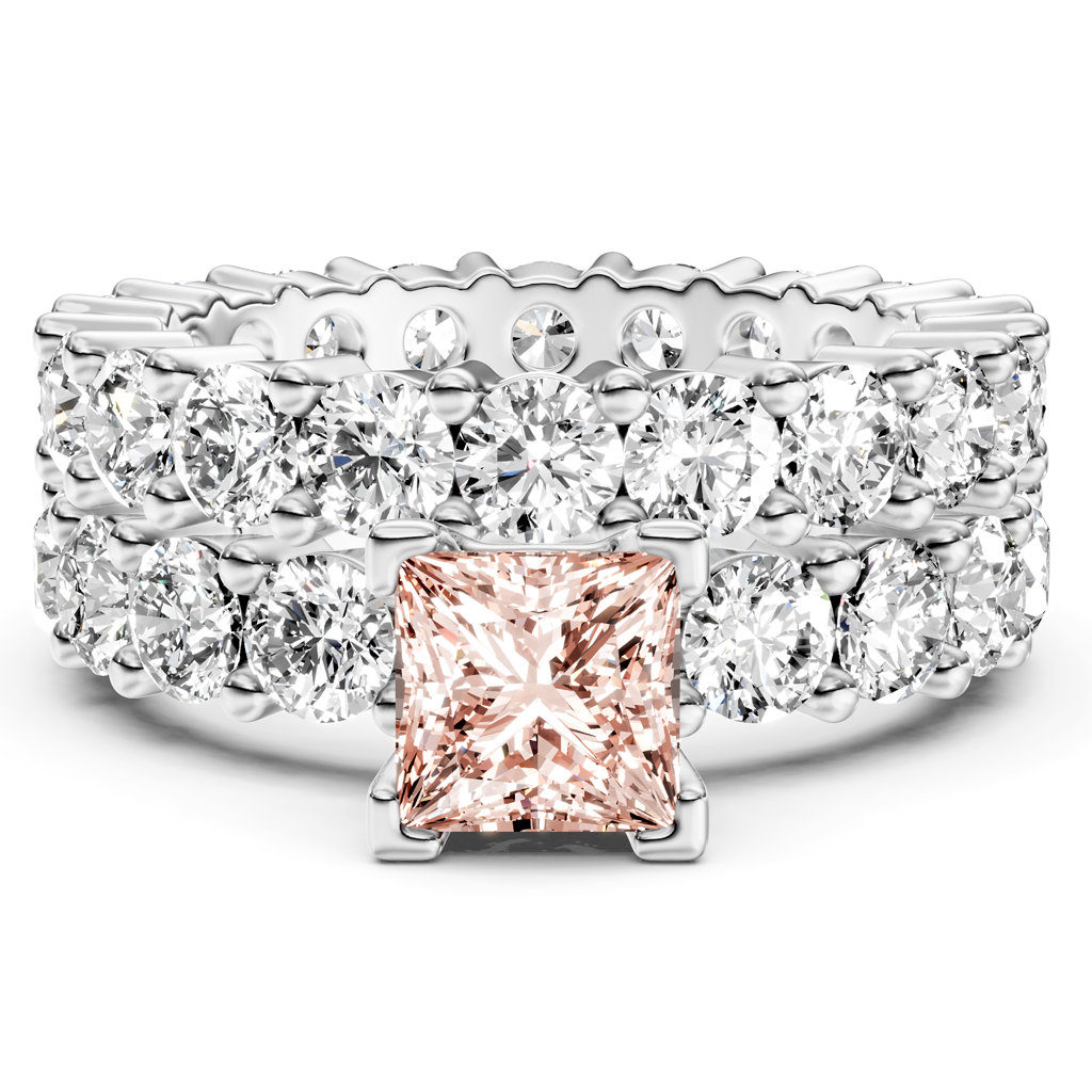 6.30-9.30 CT Princess & Round Cut Fancy Pink Diamonds - Bridal Set