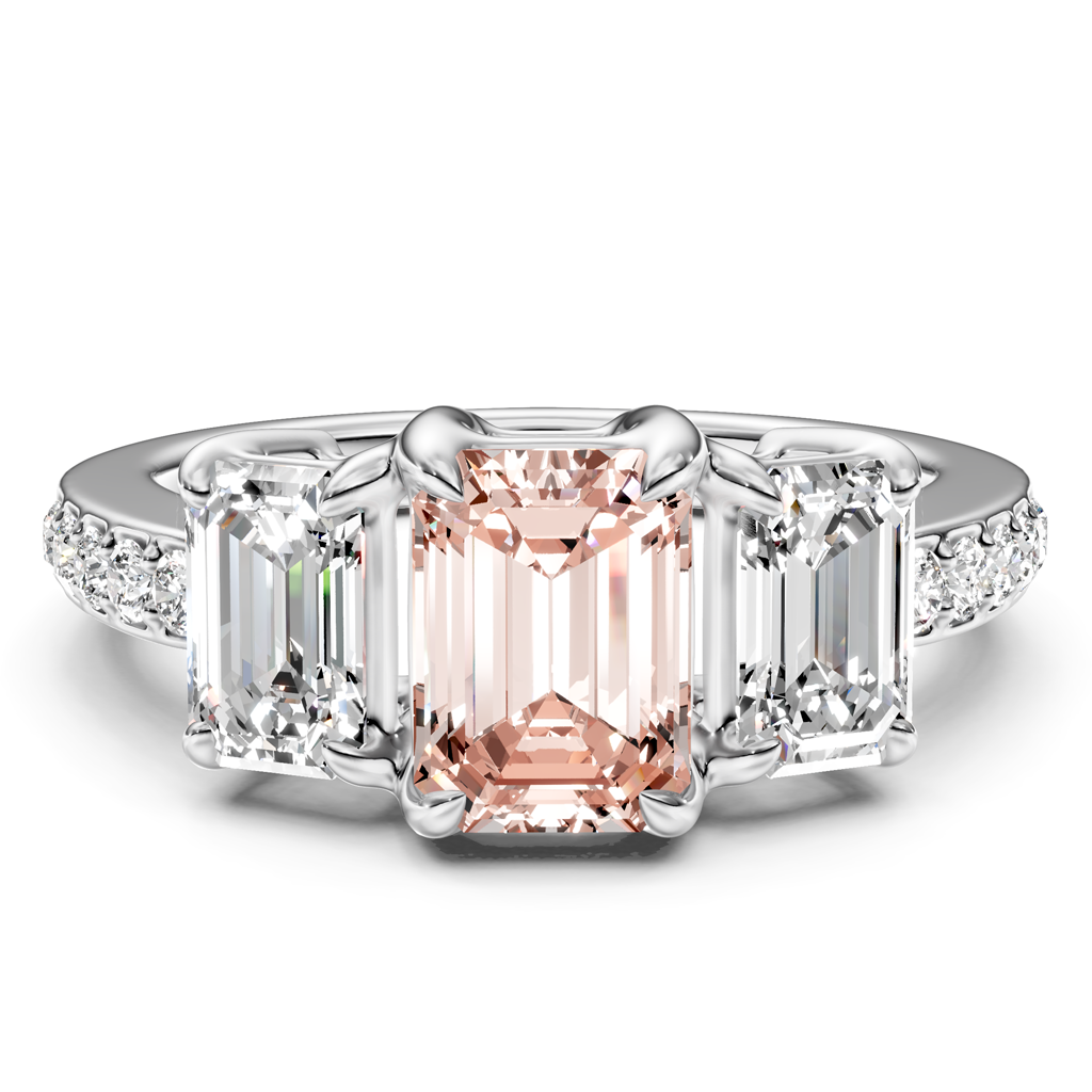 2.15-5.15 CT Emerald & Round Cut Fancy Pink Diamonds - Engagement Ring