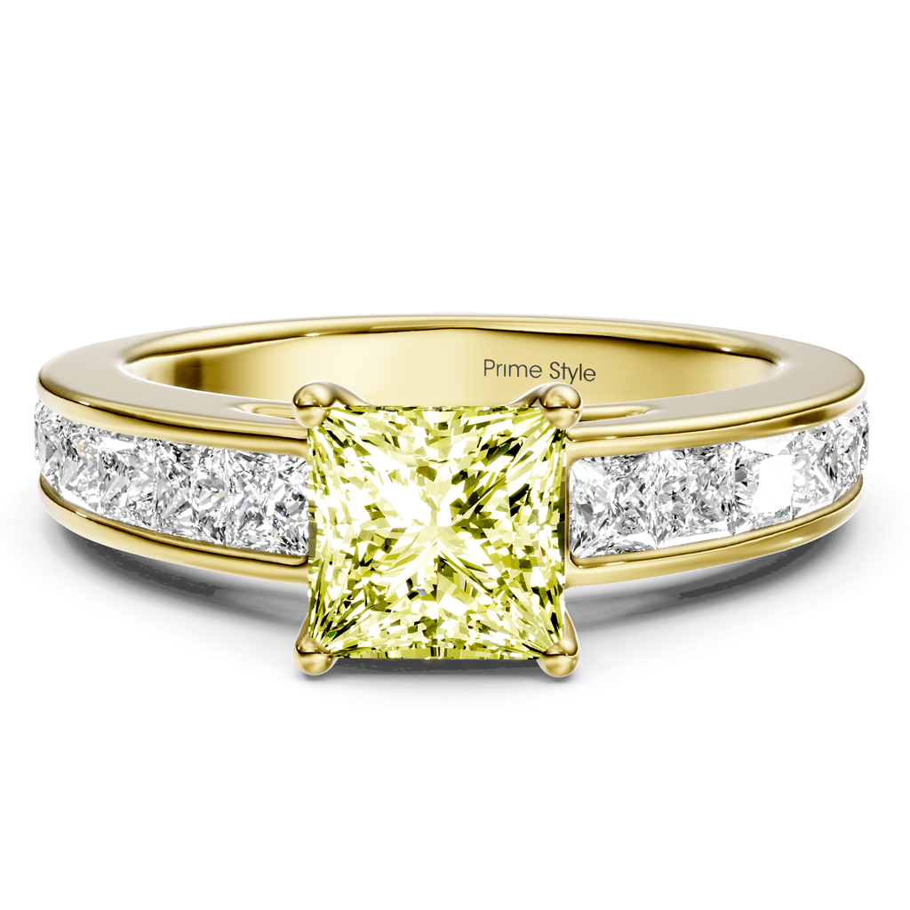 2.25 - 5.25 CT Princess Cut Fancy Yellow Diamonds - Engagement Ring - Primestyle.com