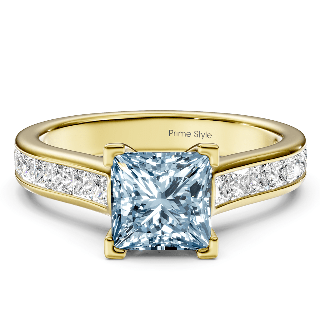 1.80 - 4.80 CT Princess Cut Fancy Blue Diamonds - Engagement Ring - Primestyle.com