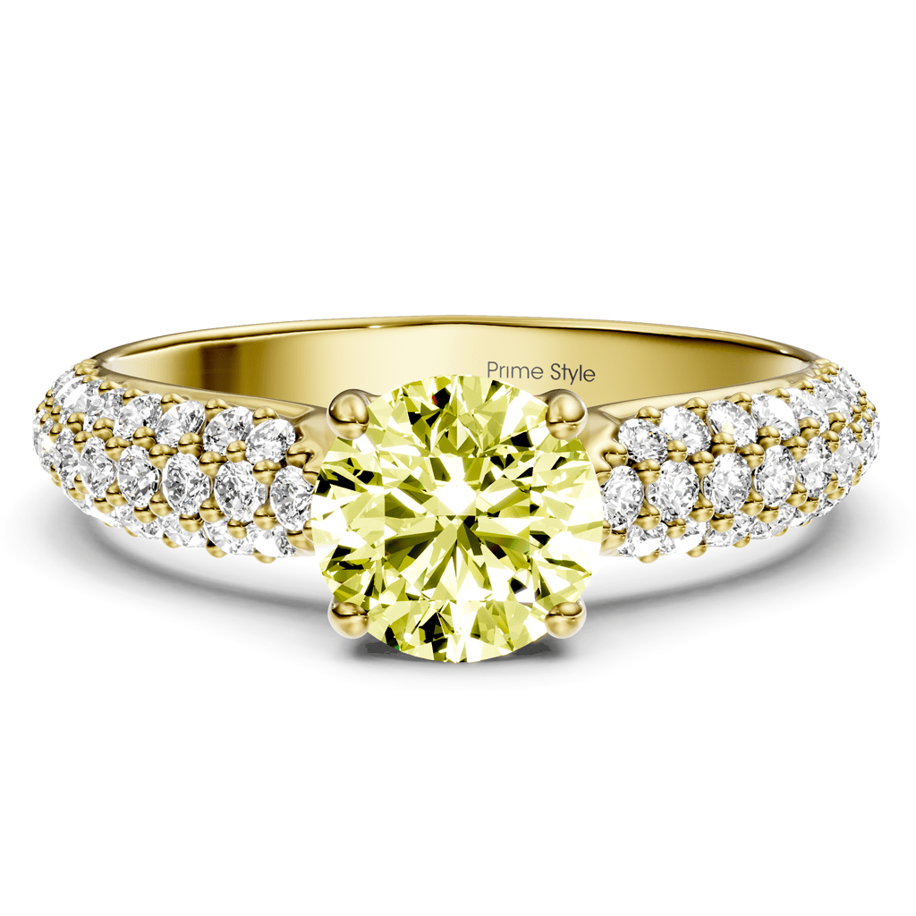 1.50-4.50 CT Round Cut Fancy Yellow Diamonds - Engagement Ring