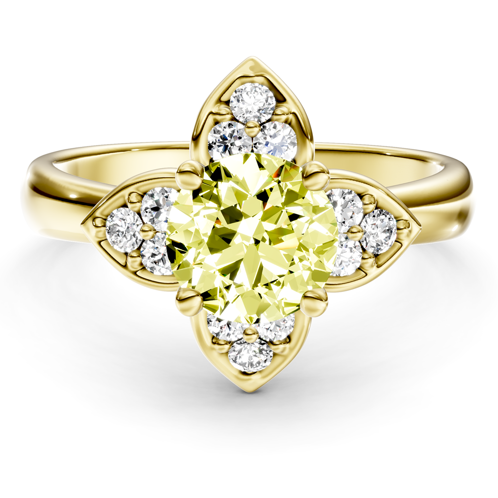 1.20-4.20 CT Round Cut Fancy Yellow Diamonds - Engagement Ring