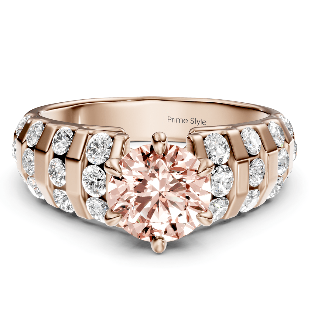 1.75 - 4.75 CT Round Cut Fancy Pink Diamonds - Engagement Ring - Primestyle.com