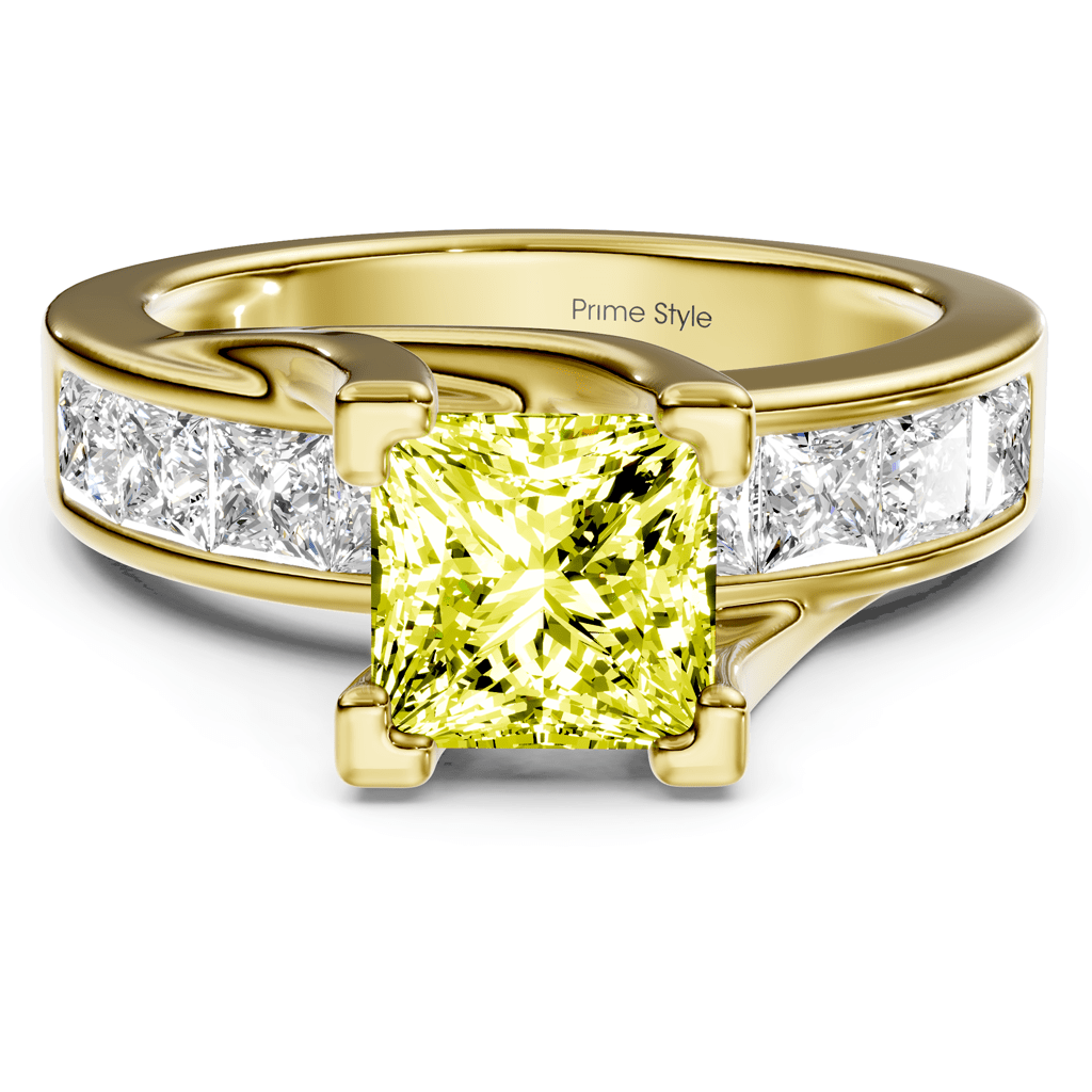 2.20 - 5.20 CT Princess Cut Fancy Yellow Diamonds - Engagement Ring - Primestyle.com