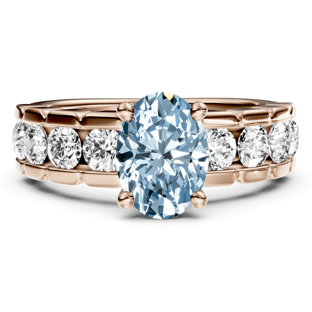 2.05 - 5.05 CT Oval & Round Cut Fancy Blue Diamonds - Engagement Ring - Primestyle.com