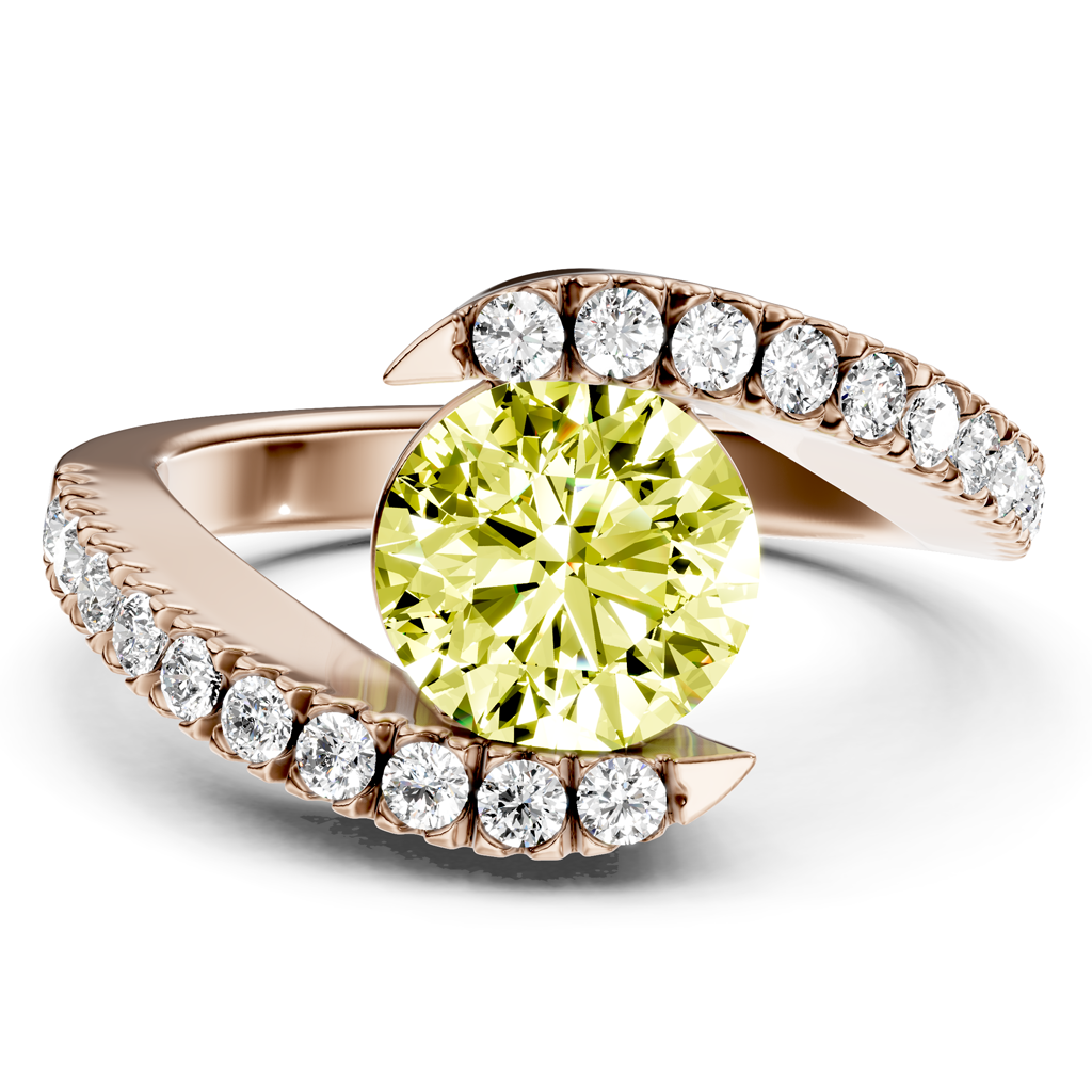 1.30-4.30 CT Round Cut Fancy Yellow Diamonds - Engagement Ring