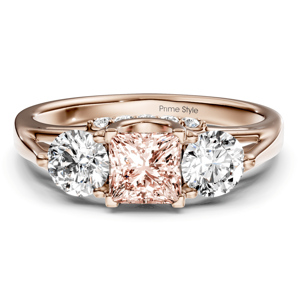 1.55 - 4.55 CT Princess & Round Cut Fancy Pink Diamonds - Engagement Ring - Primestyle.com