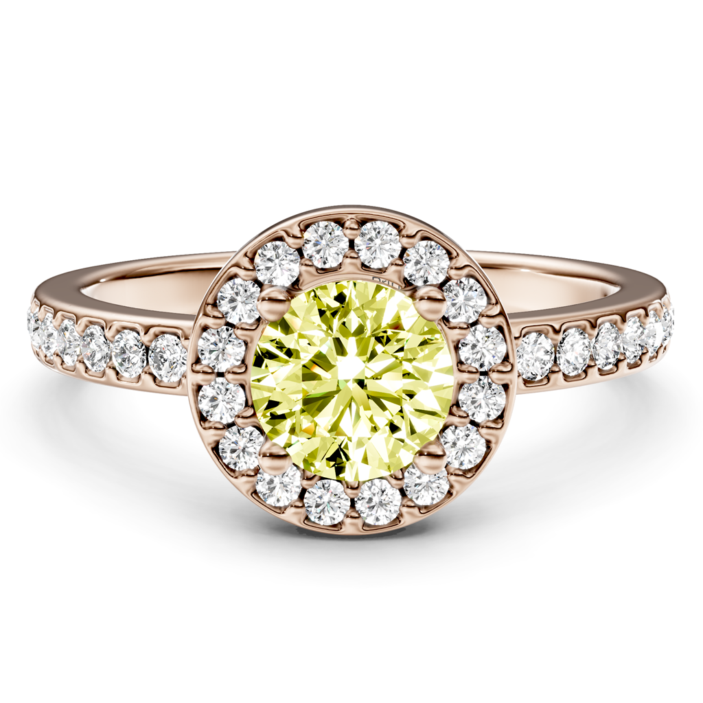 1.40-4.40 CT Round Cut Fancy Yellow Diamonds - Engagement Ring
