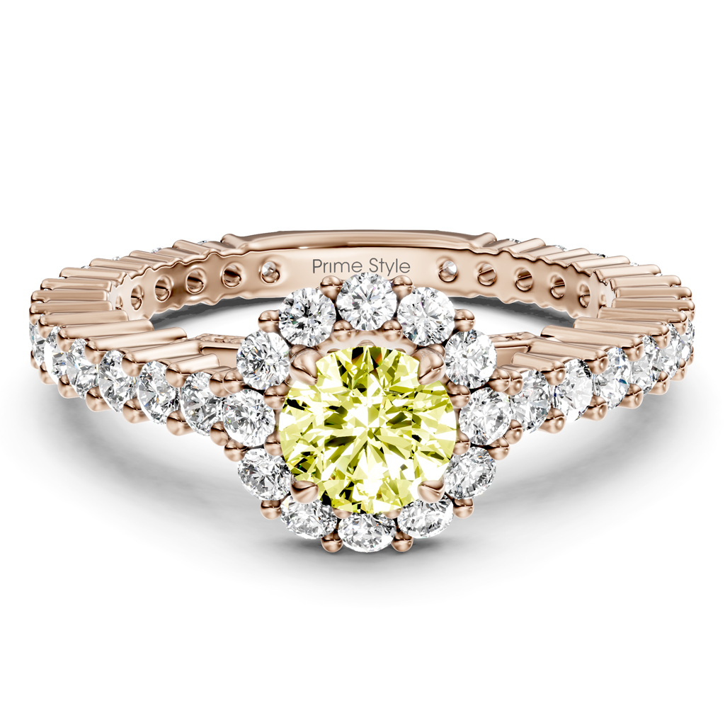 1.85-4.85 CT Round Cut Fancy Yellow Diamonds - Engagement Ring