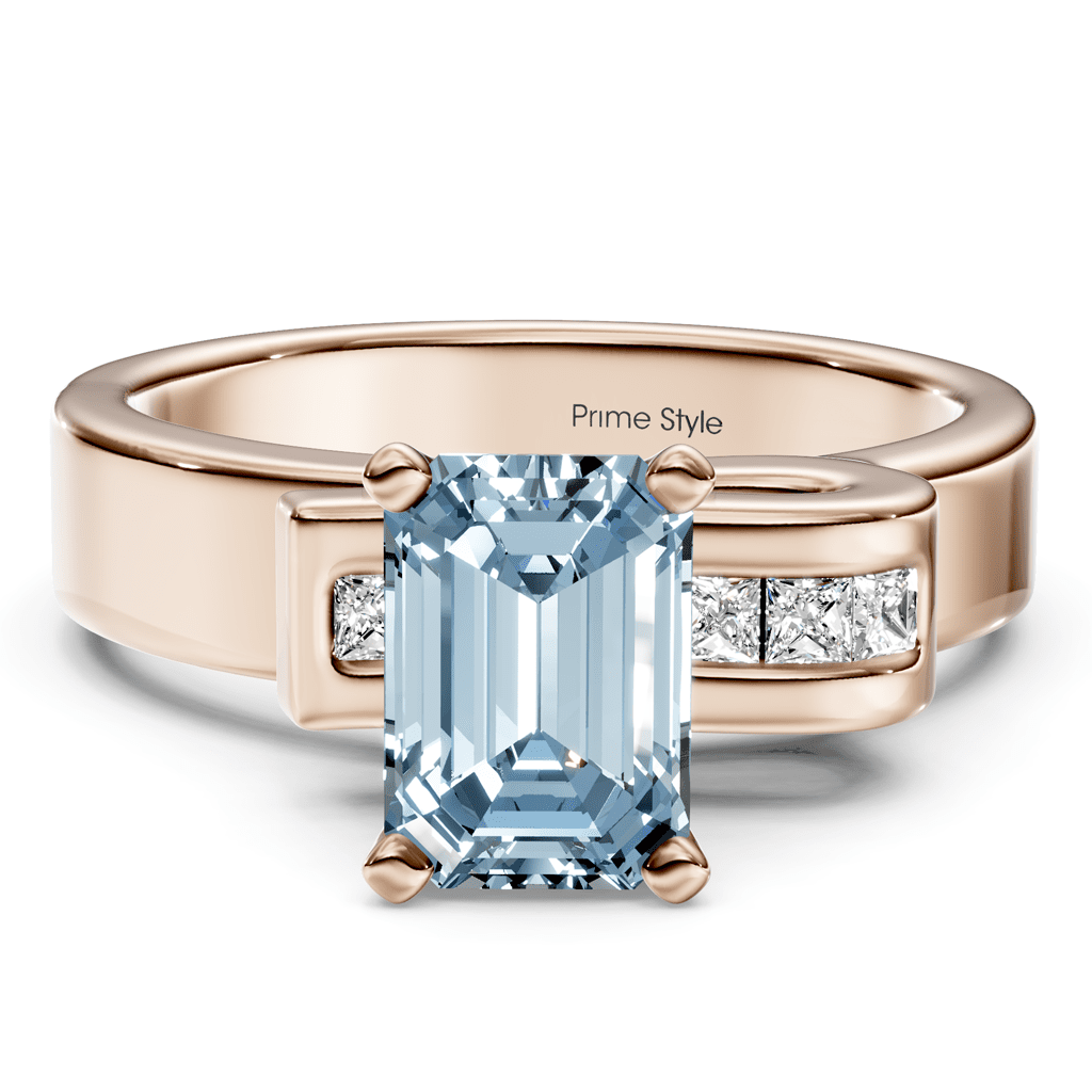 1.10 - 4.10 CT Emerald & Princess Cut Fancy Blue Diamonds - Engagement Ring - Primestyle.com