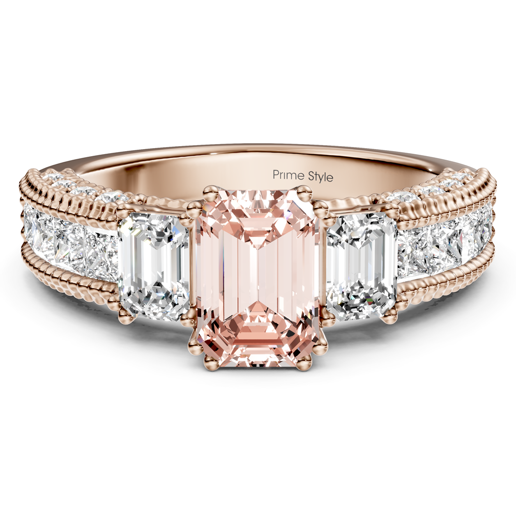 2.60-5.60 CT Emerald & Princess & Round Cut Fancy Pink Diamonds - Engagement Ring